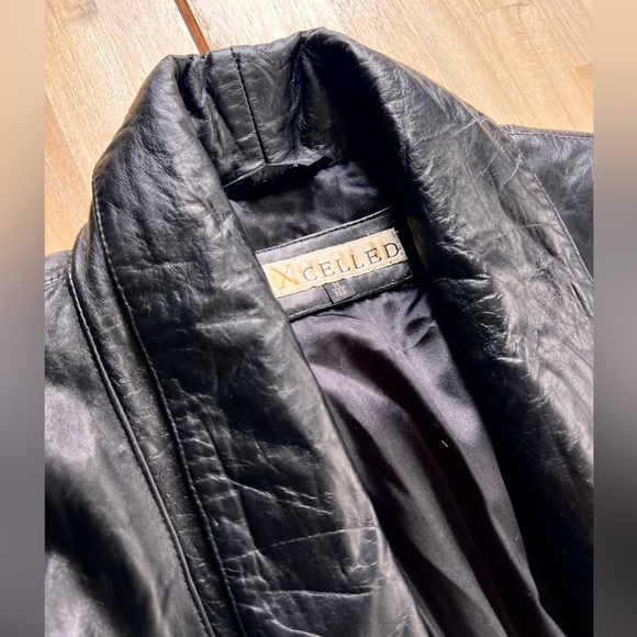 Vintage Excelled Black Leather Trench - Picture 11 of 13